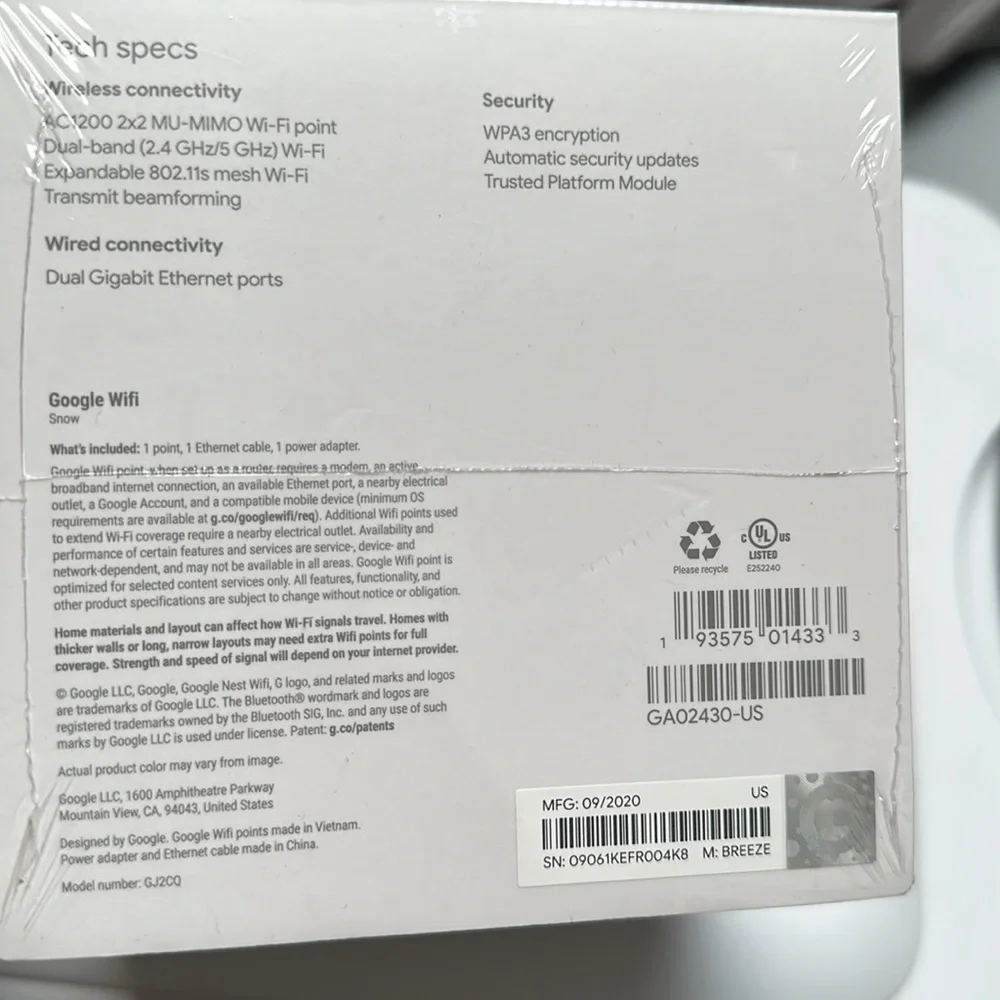 GOOGLE WIFI MESH ROUTER SEALED BRAND NEW IN BOX